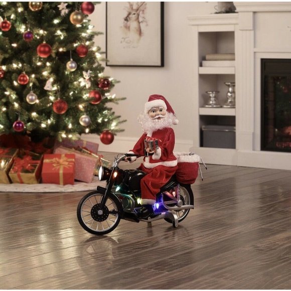 Mr. Christmas Super Motorcycling Musical Animated Plush Santa 20" Lighted - Picture 2 of 3